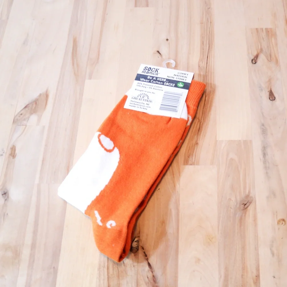 3/$15 Orange Bunny Swirl Socks | Big Shoe Size 41-46 | Easter Spring Gift Unisex